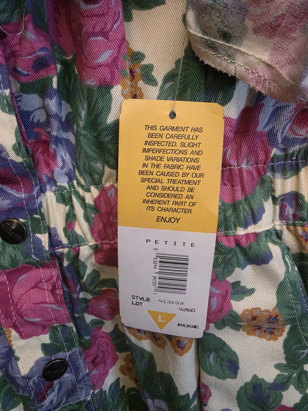 80's NWT 100% Cotton VTG Floral Jumpsuit Sz L - Picture 6 of 16